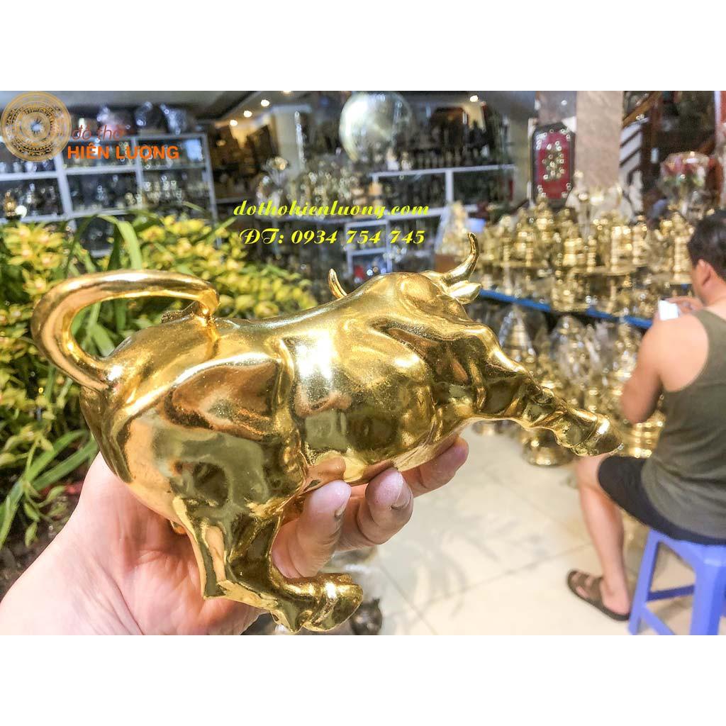 Tượng Trâu Chiến Mạ Vàng 24K Dài 20cm- Tượng Trâu Bản Tin Tài Chính