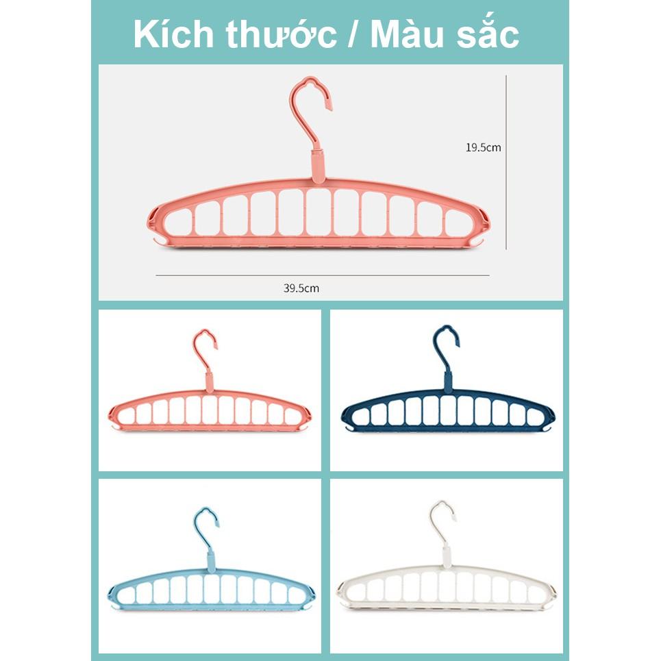 Móc Treo Quần Áo Đa Năng Cao Cấp Thông Minh 11 Lỗ Tiết Kiệm Diện Tích Đến 80%, Xoay 360 Độ Tiện Lợi