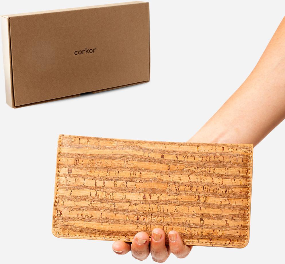 Ví nữ dạng mỏng Slim Wallet gập bấm cúc - HGcork Corkor  CK274 - Nhiều màu - Vật liệu 100% da cork thực vật thuần chay từ vỏ cây sồi Bồ Đào Nha, Siêu bền, Chống cháy, Chống mốc, Chống thấm nước, Thân thiện với môi trường – Hàng chính hãng, Sản xuất Handma