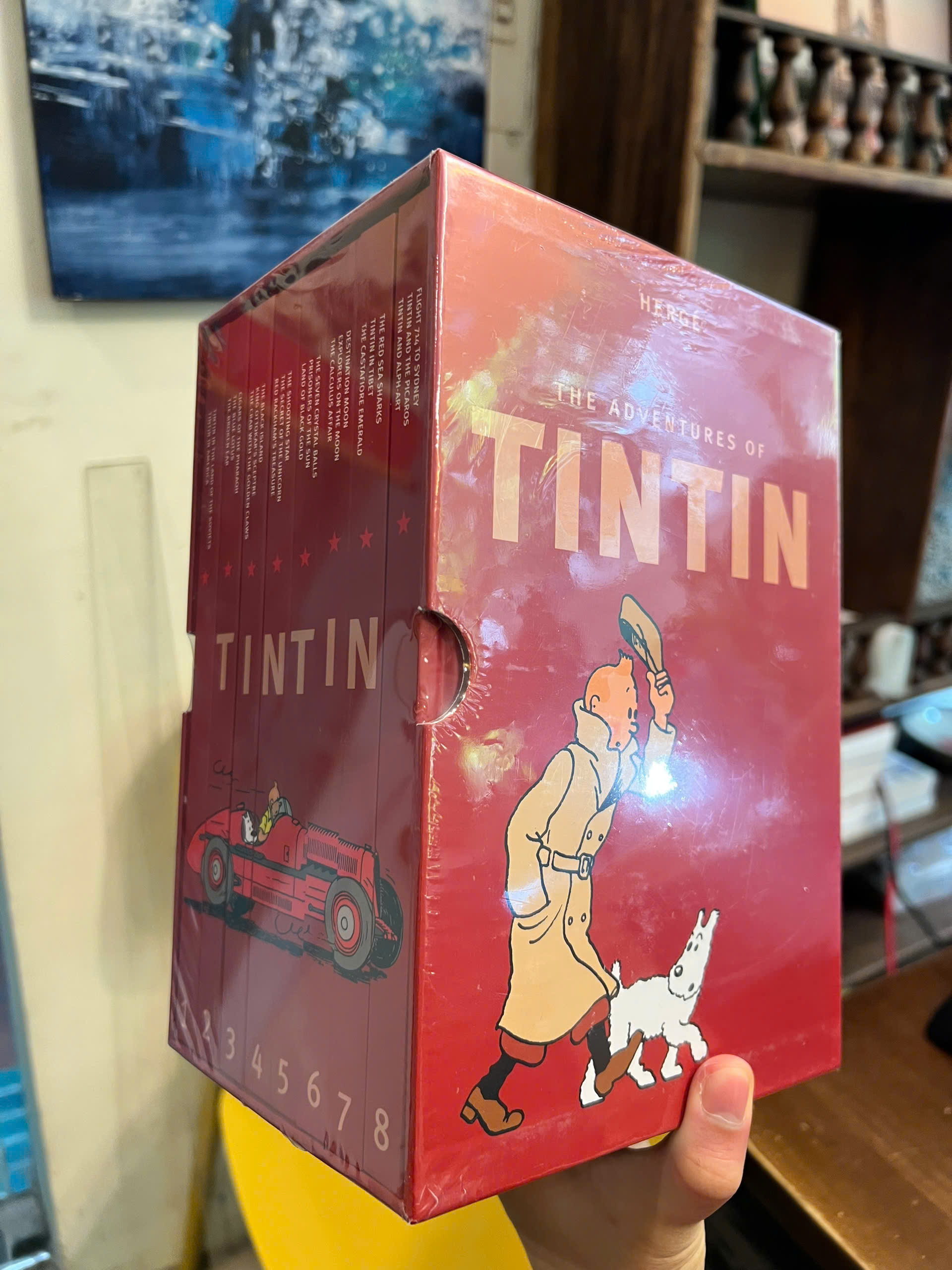 Sách - The Adventures of Tintin: 8 Hardcover Volumes by Hergé | Hộp 8 cuốn / Bìa cứng / Ngoại văn