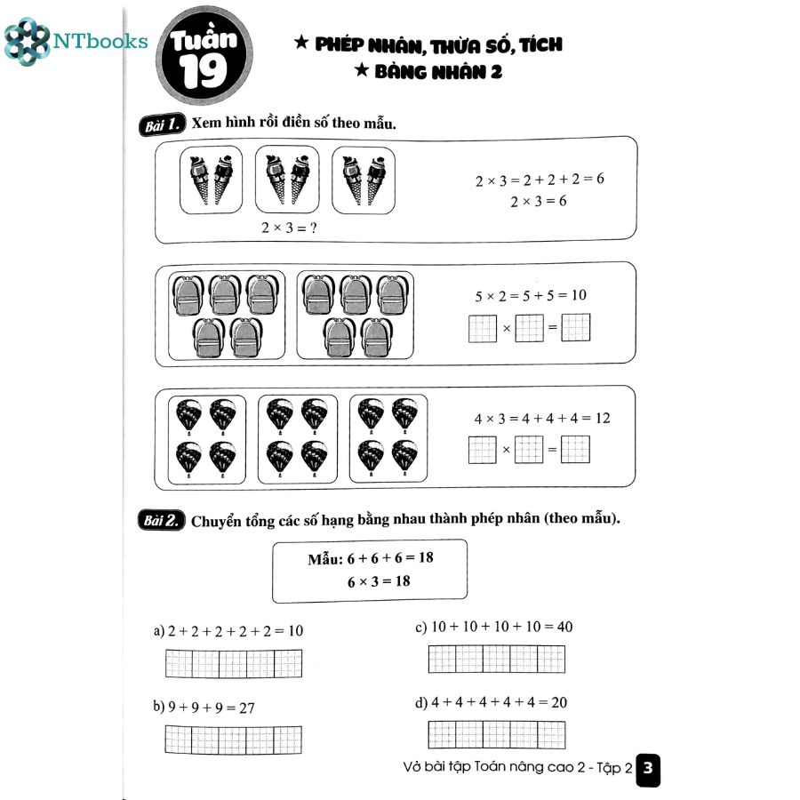 Combo 2 cuốn Sách Vở Bài Tập Toán Nâng Cao 2 Tập 1 + Tập 2