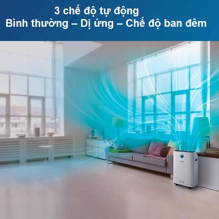 Máy lọc không khí 2 trong 1 cao cấp nhãn hiệu Philips Series 3000 AC2726/00 kèm chức năng tạo độ ẩm, loại bỏ 99,97% các chất ô nhiễm trong không khí, diện tích làm sạch 40m2