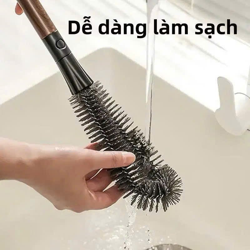 Bàn chải cọ đa năng rửa Máy Xay Sinh Tố, Bình Nước, Cốc Chén Cán dài Đầu Sợi Mềm Thiết Kế 90° Xoay 360 Tiện Lợi - Hàng chính hãng