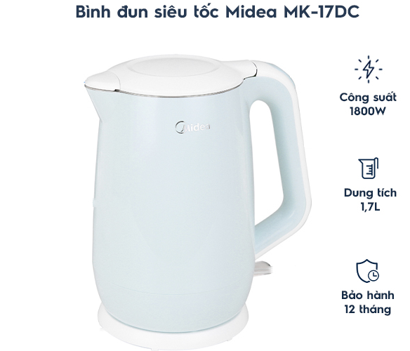 Bình siêu tốc Midea 1.7 lít MK-17DC - Hàng chính hãng ( Chỉ giao HCM )