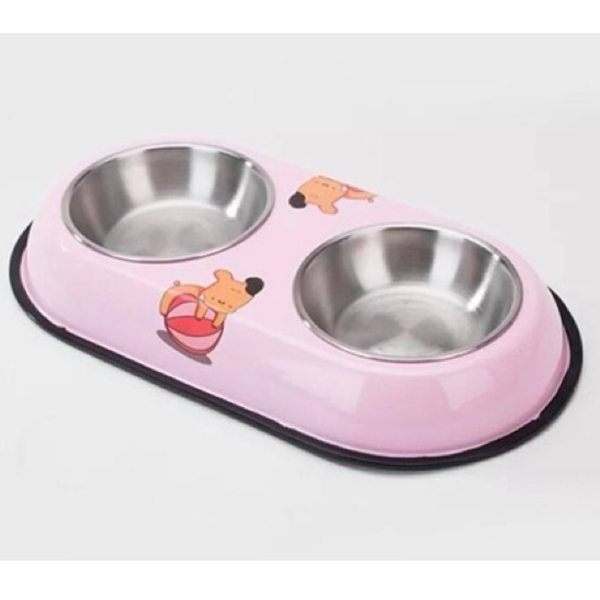 Chén ăn đôi Double inox cho chó mèo cao cấp
