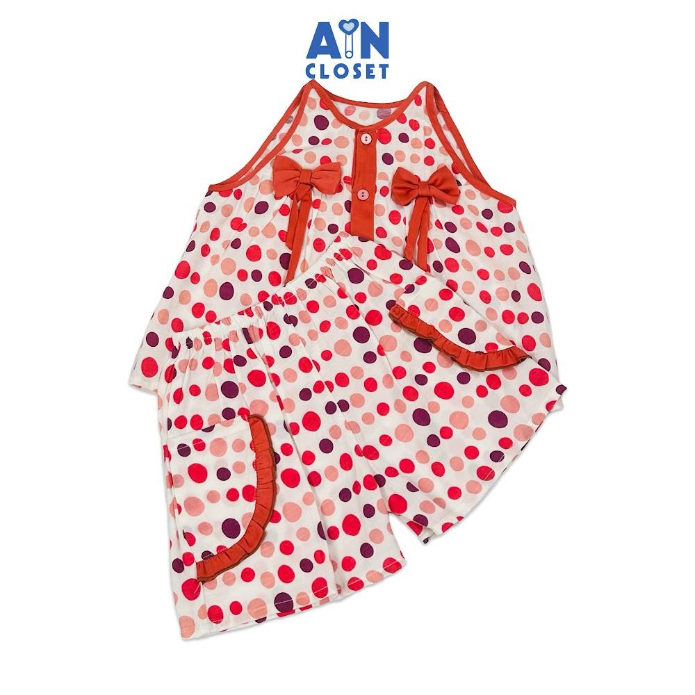 Bộ quần áo Ngắn bé gái họa tiết Bi Đỏ Nơ cotton - AICDBGSAJXFP - AIN Closet