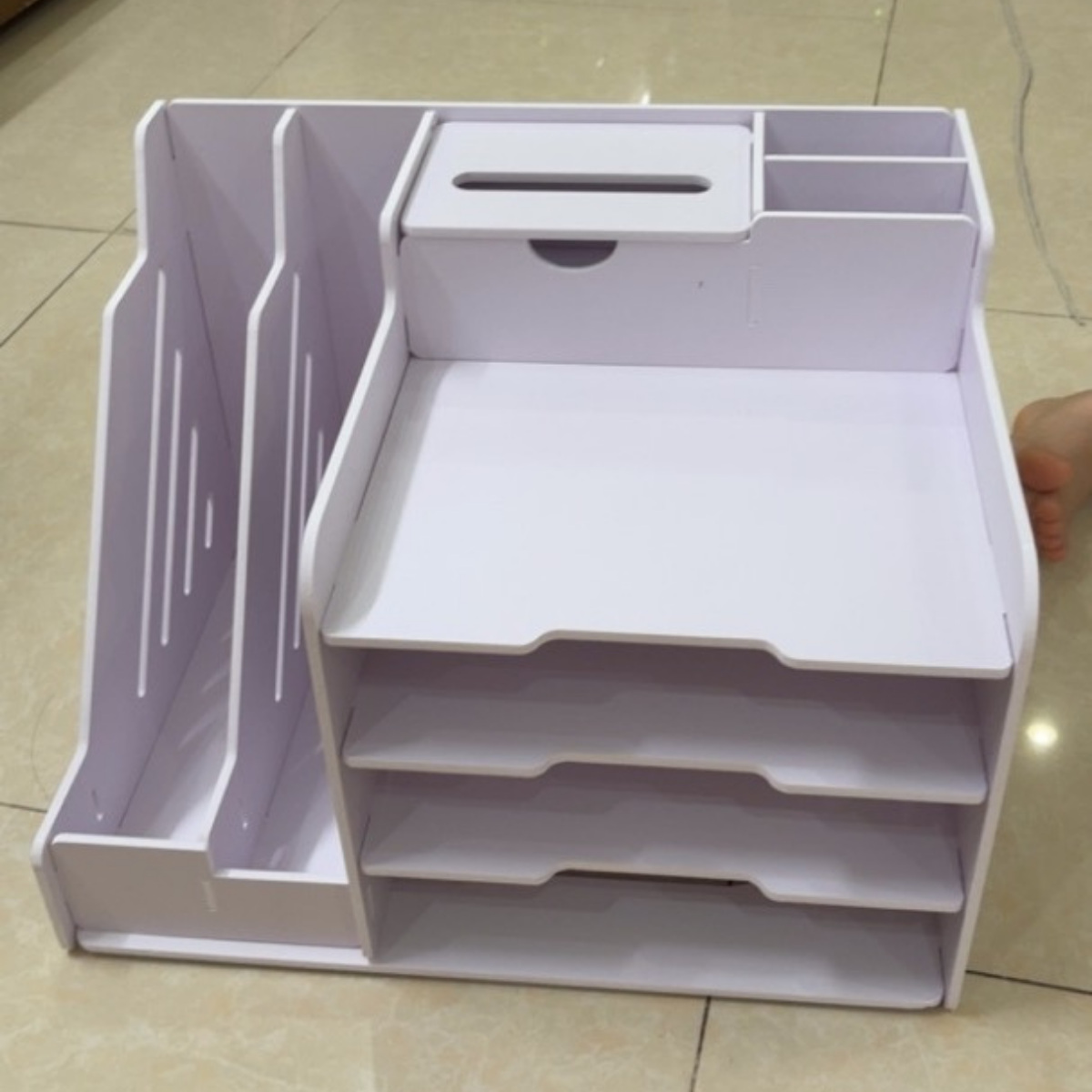 Kệ Hồ Sơ Văn Phòng Gỗ Nhựa Cao Cấp, Giá Kệ Để Tài Liệu Đa Năng Kết Hợp Hộp Đựng Giấy Không Cong Vênh Kích Thước 40*28*32
