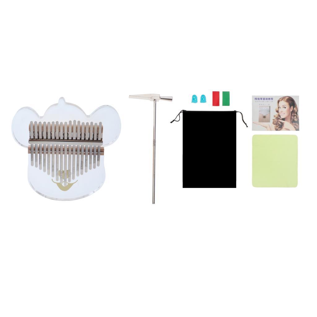 Portable Kalimba 17 Key Thumb Piano Clear for Beginner with Bag Tuner Hammer Finger Guards