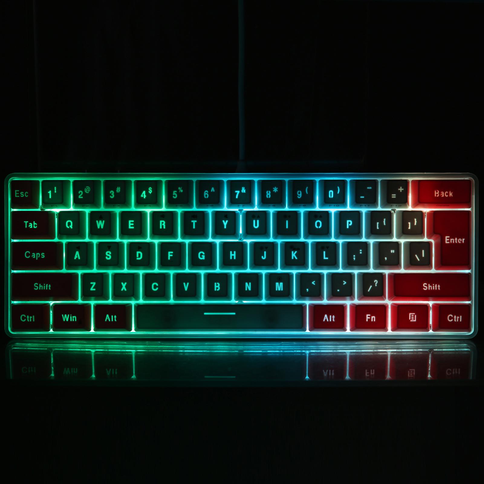 61 Keys Wired Keyboard Membrane Keyboard Compact Design RGB Backlight Effect with Multimedia Shortcuts Detachable Data Cable