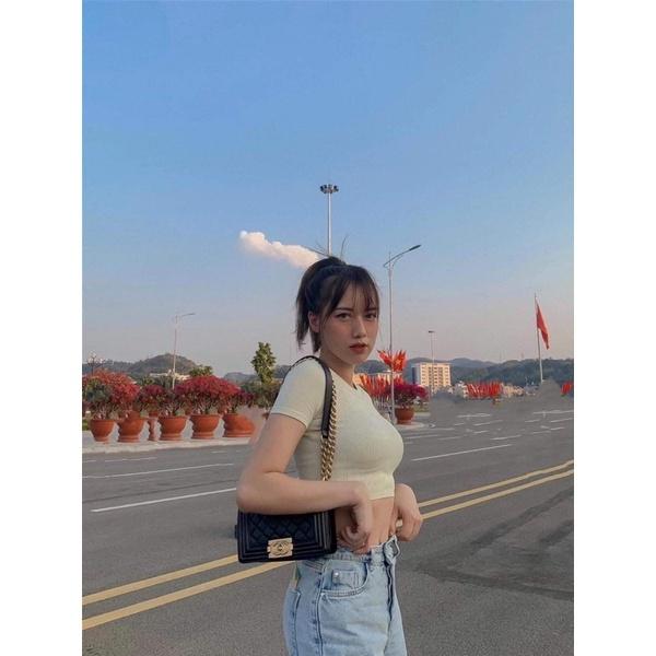 Quần Bò Rách Gối Nữ - Jean suông ống rộng, cullotes cạp cao màu xanh cá tính Ulzzang