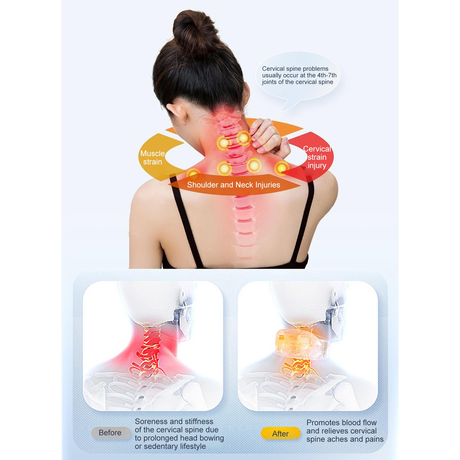 Cervical Spine Massager Strength Adjustment USB Rechargeable Intelligent Pulse Heating Neck Massager Neck Care