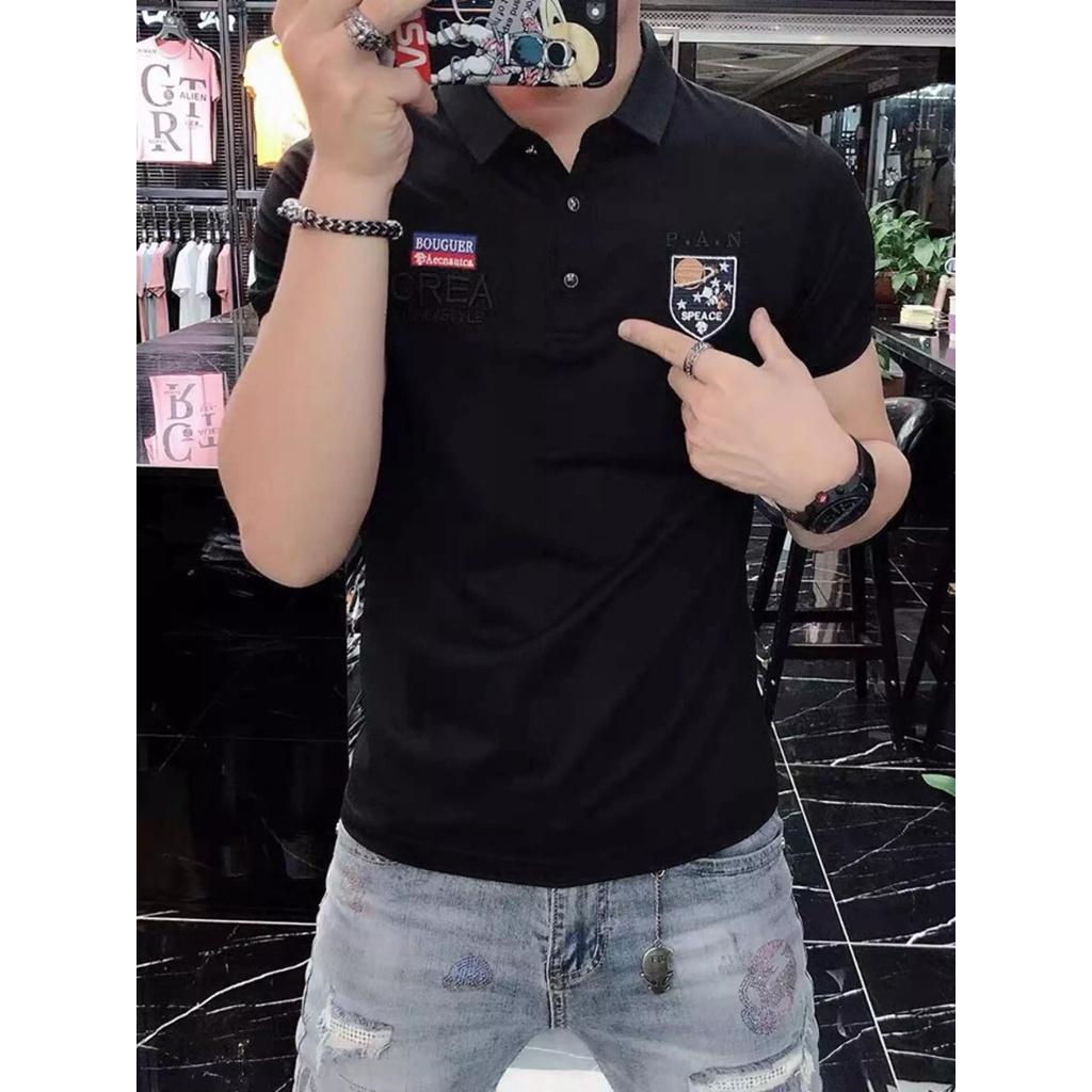 Áo thun nam có cổ thêu LOGO cực đẹp, áo POLO chất cotton, fomr body có 3 màu lựa chọn