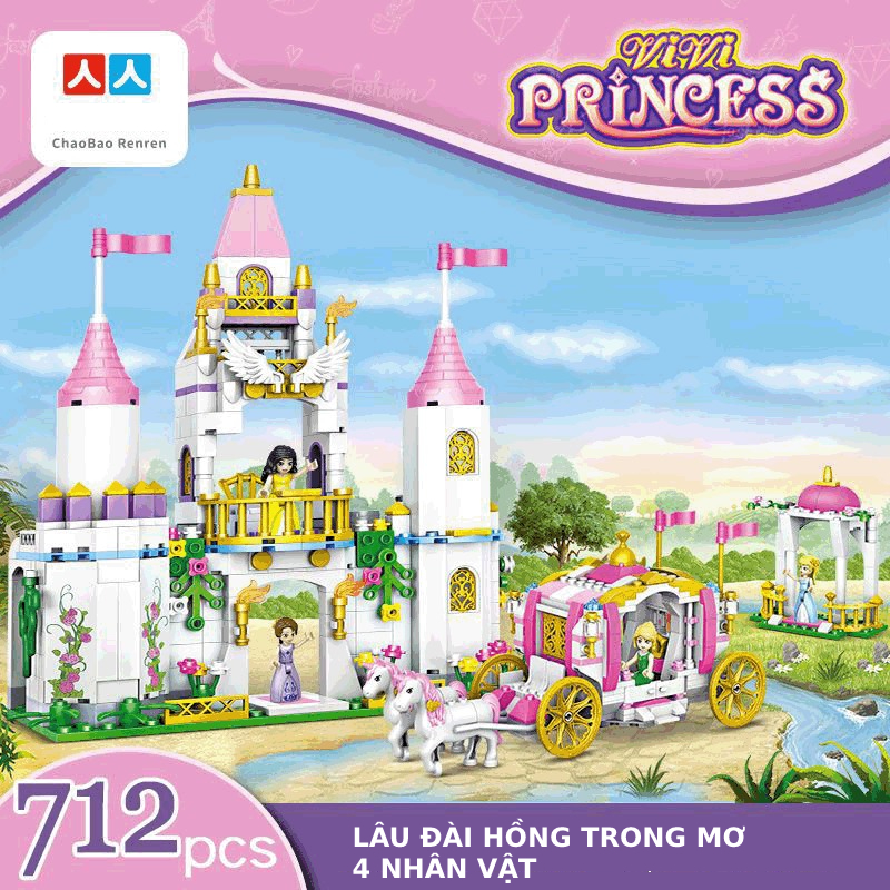 Đồ chơi Lắp ghép Lâu đài Công chúa Hồng trong mơ cho bé gái phát triển trí tuệ