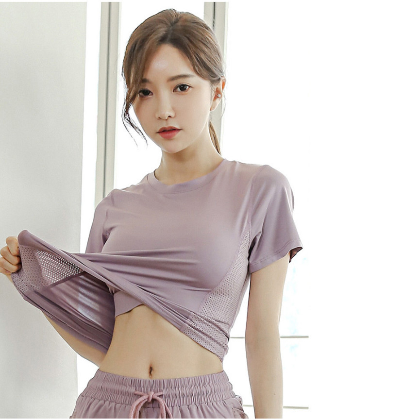 Áo thể thao_thun lạnh phối lưới siêu mịn mát_Áo phông nữ tập gym, chạy bộ, du lịch