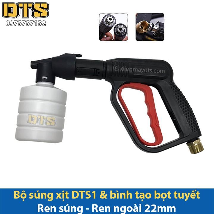 Bộ súng xịt DTS1 Ren ngoài 22mm và bình tạo bọt tuyết cho máy rửa xe áp lực cao, máy xịt rửa cao áp, máy rửa xe gia đình