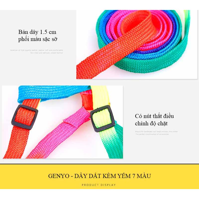 Dây dắt bảy màu dễ thương cho chó mèo 1-3kg
