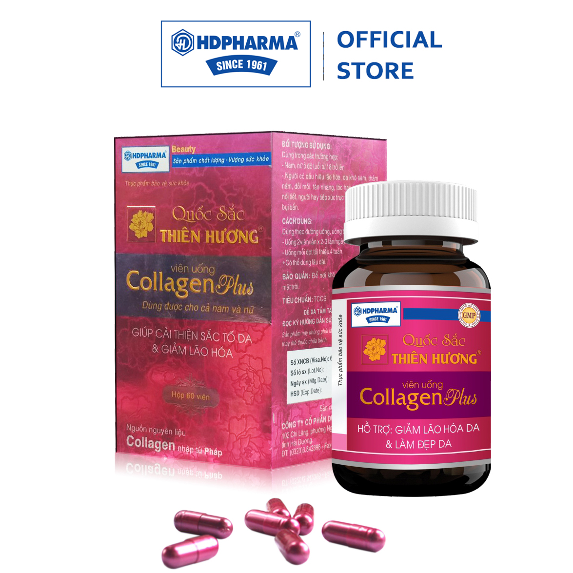 Quốc Sắc Thiên Hương Viên Uống Collagen Plus - HDPHARMA - Cải Thiện Sắc Tố Da Và Giảm Lão Hóa (Hộp 60 Viên)