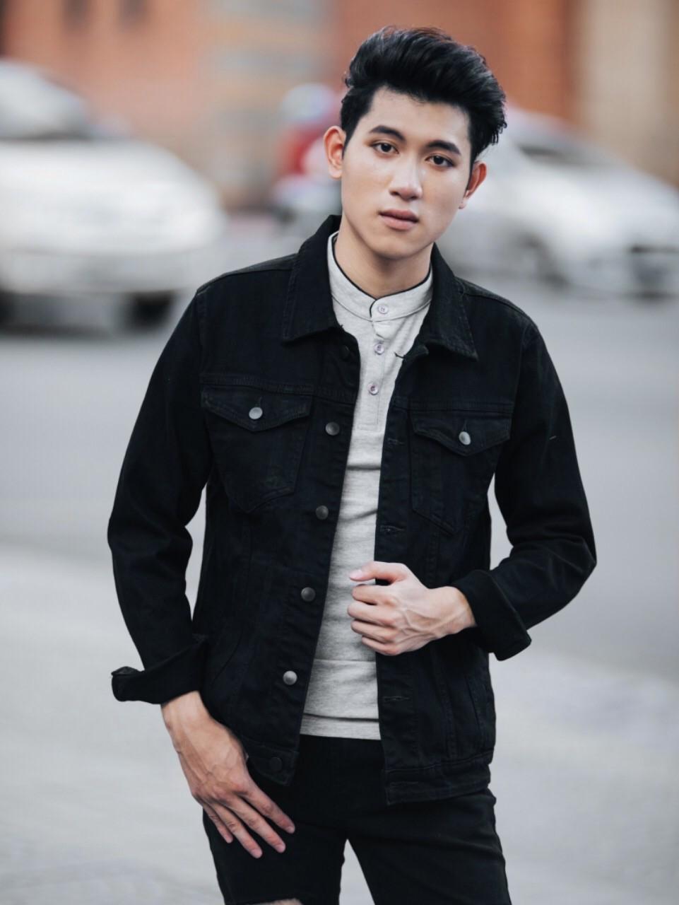 ÁO KHOÁC JEAN NAM ĐEN TRƠN