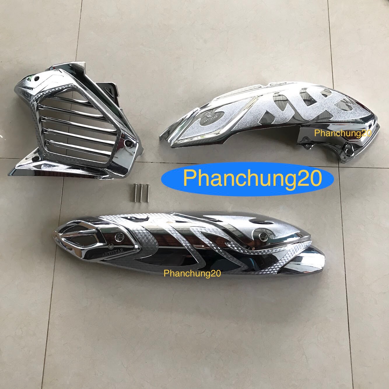 COMBO BỘ ỐP PHỤ KIỆN TRANG TRÍ  DÙNG CHO ĐỜI XE NVX 2021 2022 2023 2024 - V2 CROM ( 3 CHI TIẾT : CHE PÔ , BẦU E , KÉT NƯỚC )