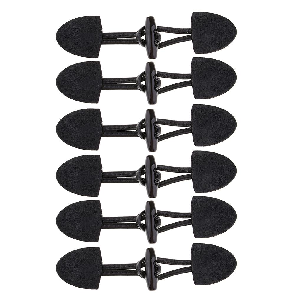 6 Cặp PU Leather Horn Toggle Nút Cho Duffle Coat Fastener Buckle Black
