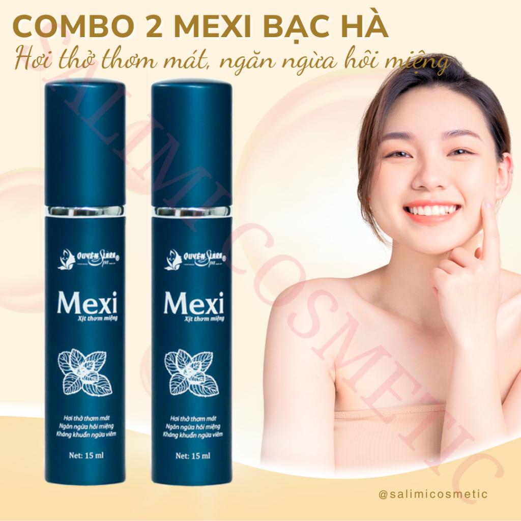 COMBO 2 Lọ Xịt Thơm Miệng MEXI Vị Bạc Hà Quyên Lara 15ml, Giúp Hơi Thở Thơm Mát, Ngừa Viêm Lợi