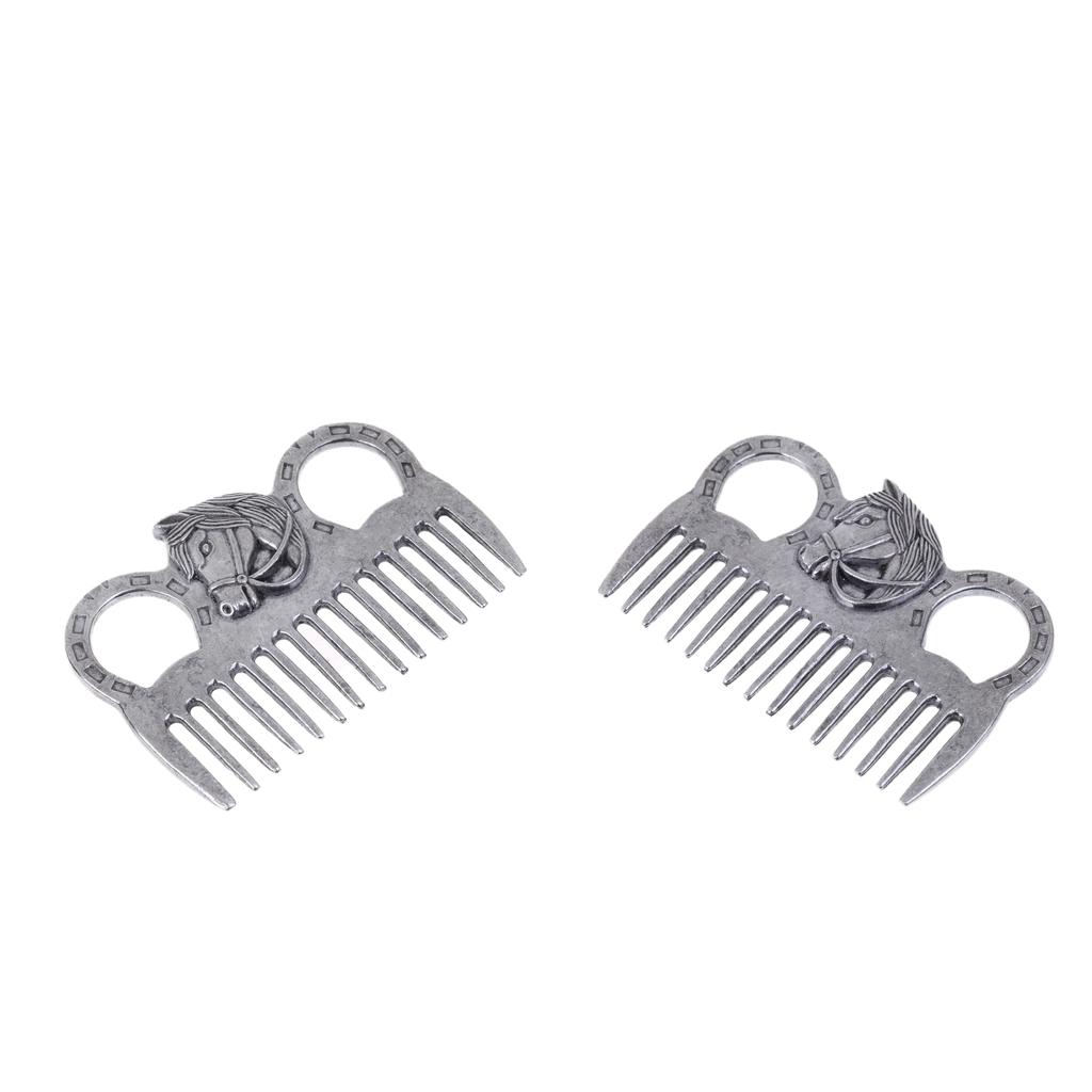 2x Mane Comb Grooming Tool Equine Horse  Handle