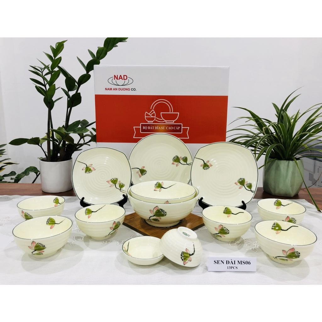 BỘ ĐỒ ĂN GỐM SỨ CAO CẤP BÁT TRÀNG - SEN ĐÀI
