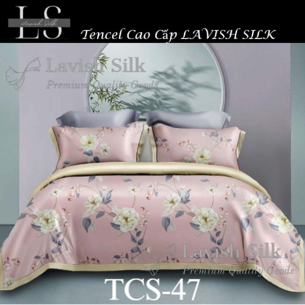 (Độc Quyền) Bộ Chăn Drap Lụa Tencel  Mát Lạnh Thiên Nhiên Chăn 2m2x2m  Sợi Microfiber LS LAVISH SILK