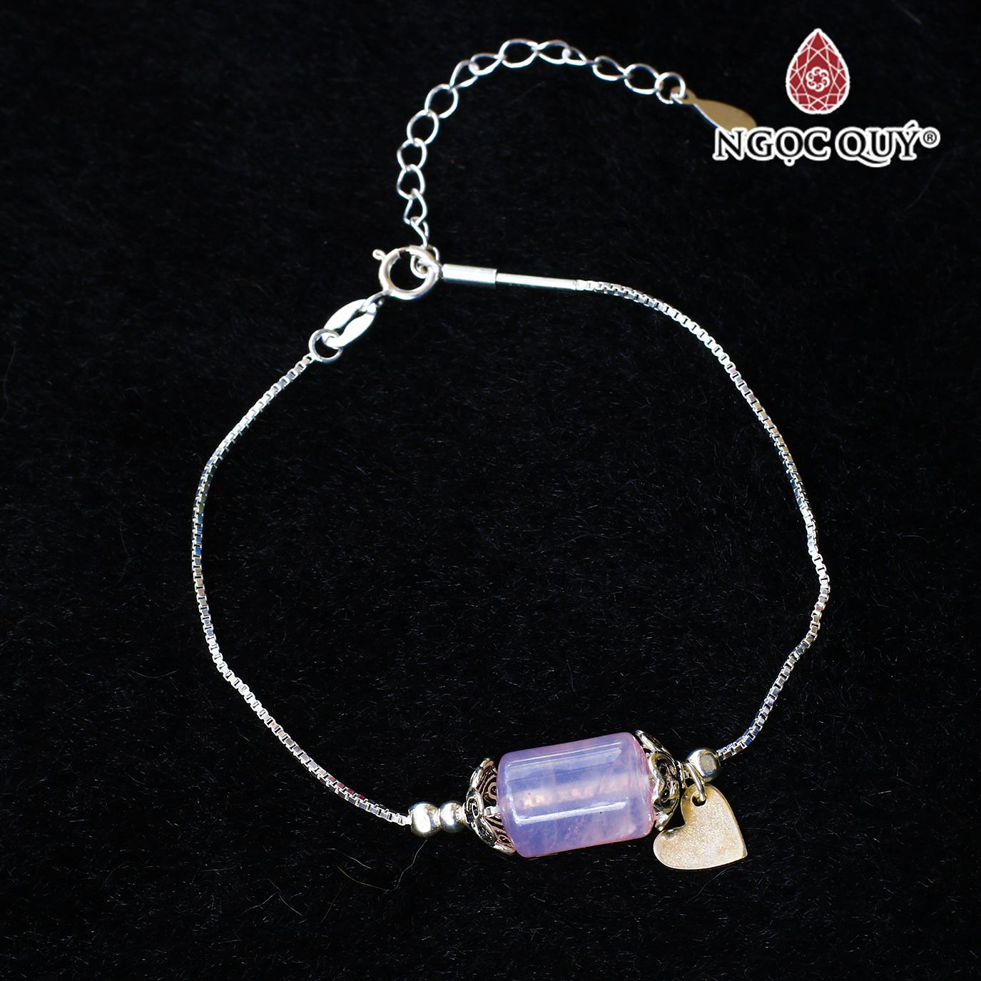 Lắc bạc đốt trụ thạch anh hồng mệnh hỏa, thổ - Ngọc Quý Gemstones