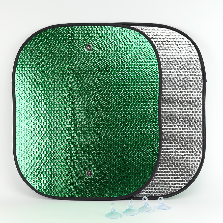 Combo 2 Tấm Che Nắng Ô Tô Xốp Cách Nhiệt Tròn Lớn Màu Lá Phủ Bạc CIND CD-C043 (44x52cm) - Nhập Khẩu Chính Hãng