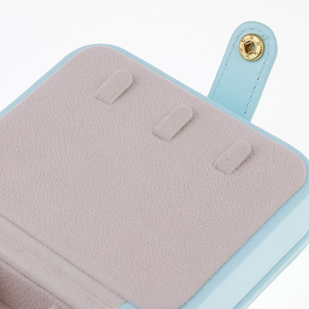 Portable PU Leather Double Layer Travel Earrings Jewelry Box Storage with Mirror