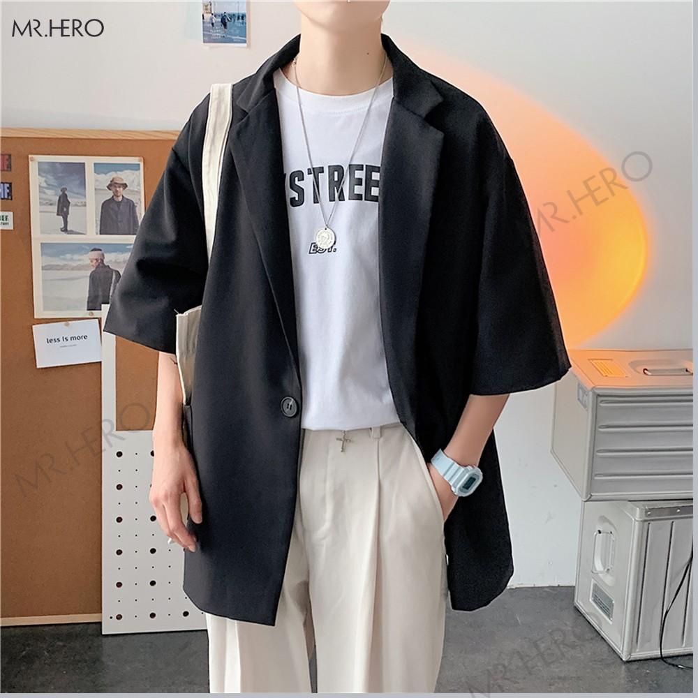 Áo blazer tay lỡ unisex áo vest form rộng nam hè thu phong cách Hàn Quốc-BZ05