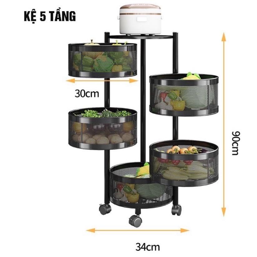 Kệ xoay đa năng, kệ xoay nhà bếp để rau củ đồ khô, kệ đựng đồ đang năng, 3 tầng, 4 tầng, 5 tầng
