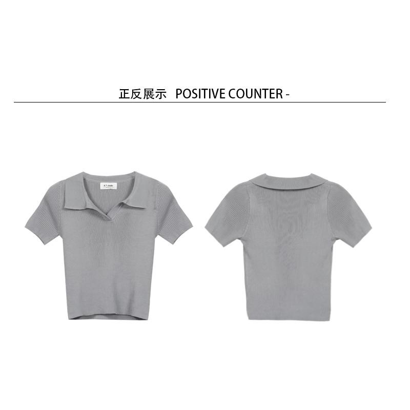 Áo Croptop   Áo Polo Croptop Len Tăm Dệt Kim Cao Cấp Quảng Châu Tay Ngắn Có Cổ