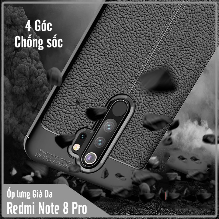 Ốp lưng cho Xiaomi Redmi Note 8 Pro Giả da chống sốc Auto Focus
