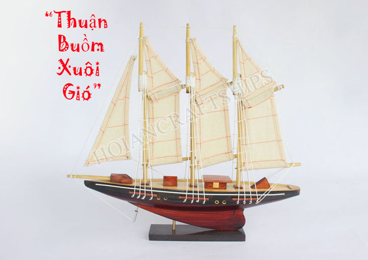 (có video) Mô hình thuyền buồm gỗ mini Atlantic 30cm