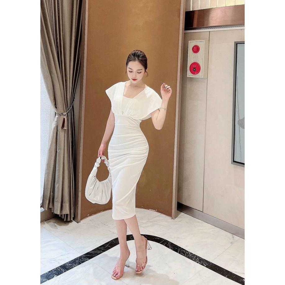 Đầm nữ dự tiệc ôm body vai bèo cánh tiên đa màu sắc sang chảnh, quý phái.