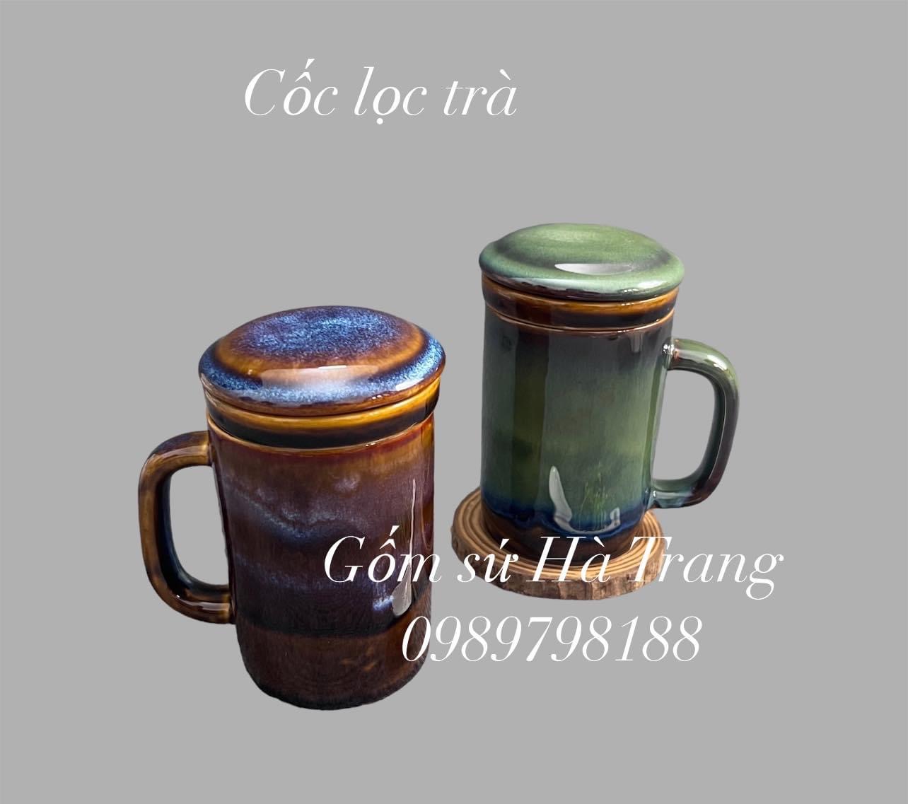 Cốc lọc trà gốm sứ Bát Tràng cao cấp men hoả biến dung tích 300ml