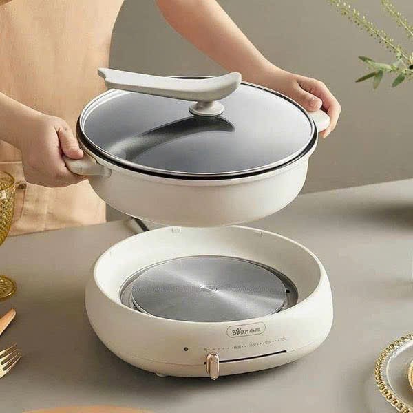 [Hàng chính hãng] Nồi lẩu Bear NĐ C40W2 - 3 khay in 1, dung tích 4L, chống dính tốt, kèm khay hấp