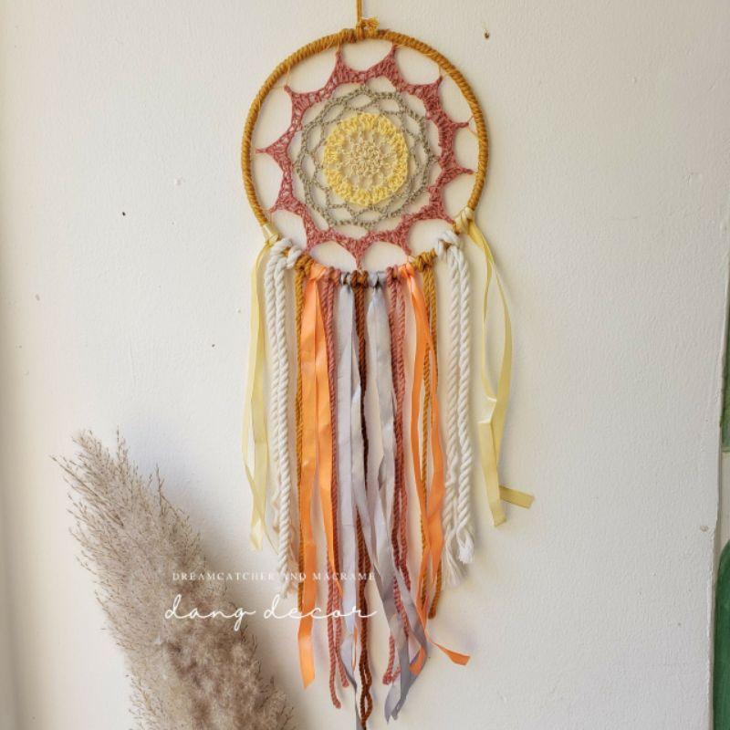 Set dreamcatcher trang trí nhà cửa tông màu hồng đất pastel phong cách vintage