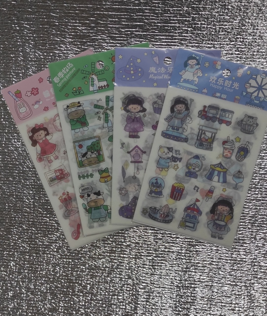 Set 4 Tấm Sticker Xinh Dễ Thương Hình Dán Cute Stickers Trang Trí Sổ Tay Dán Mũ Bảo Hiểm điện thoại siêu đẹp