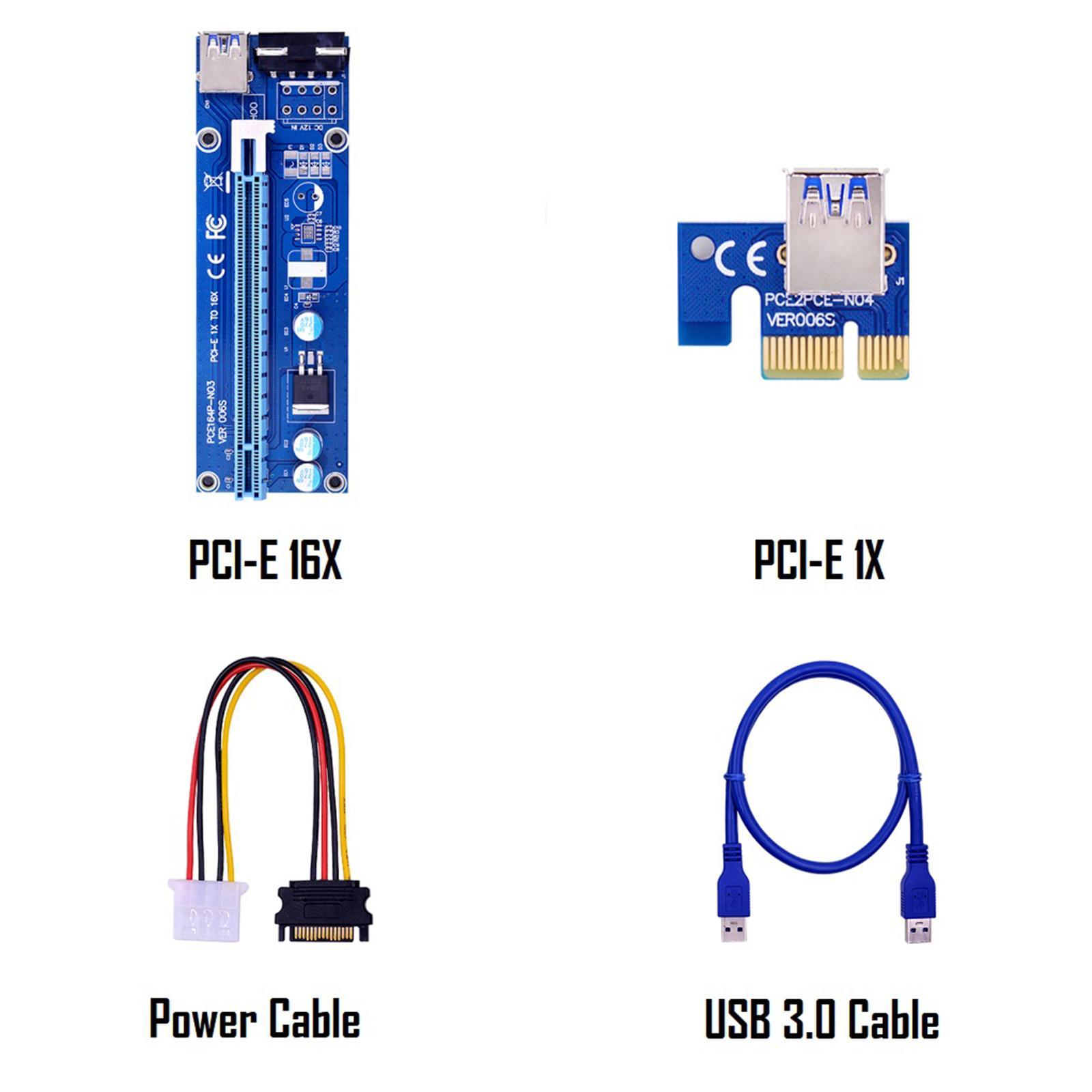VER006S PCI- Card PCIE 1X to 16X USB 3.0  Power for