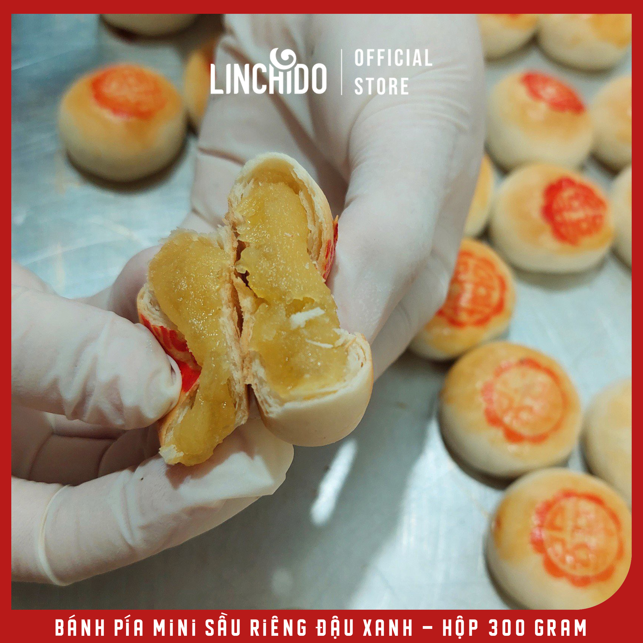 Bánh Pía mini Sầu Riêng Đậu Xanh - Hộp 300 Gram