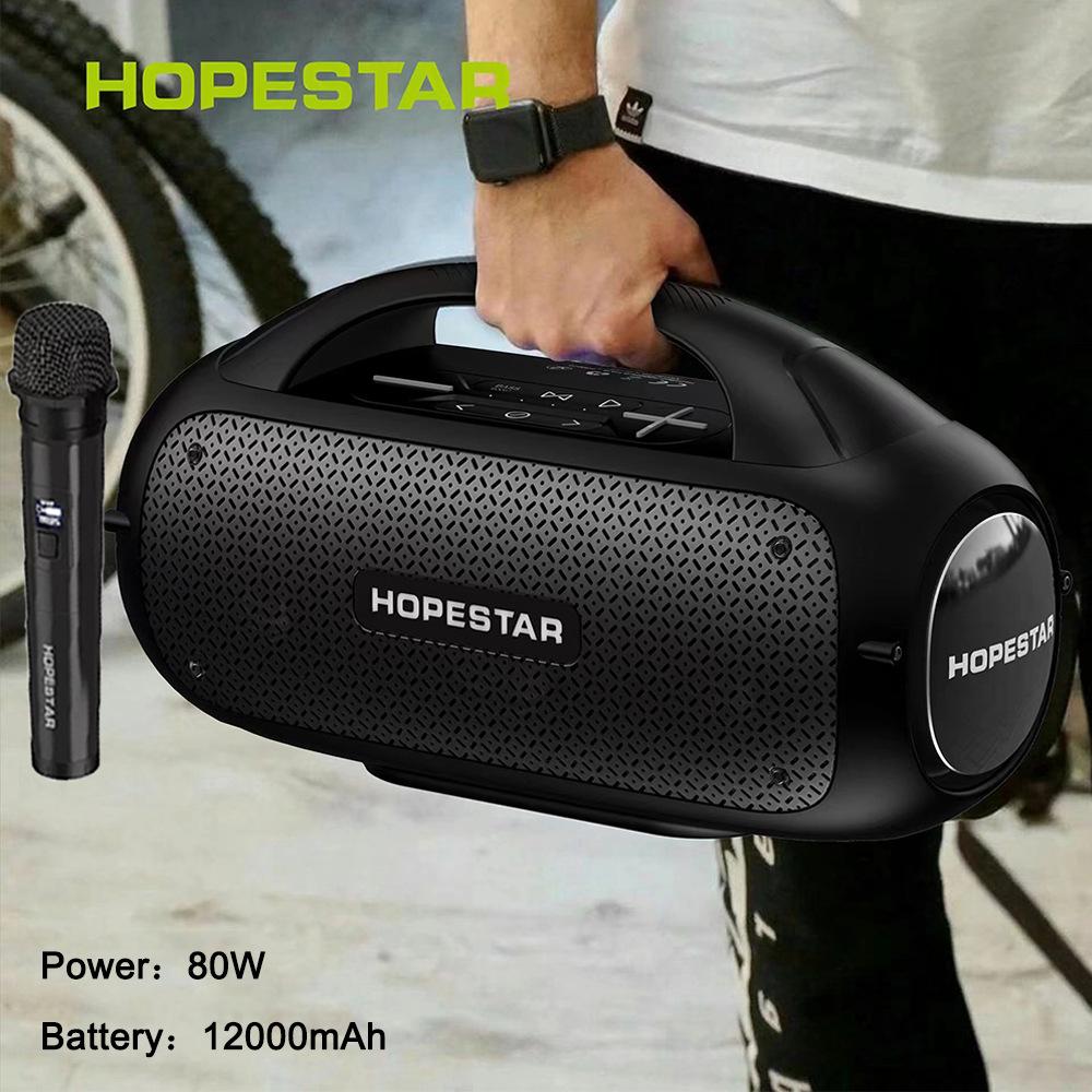 Hopestar A50 Di động 80W loa bluetooth Hộp âm nhạc điện phụ ngoài trời với loa siêu trầm xe micrô di động KTV Color: Army Green