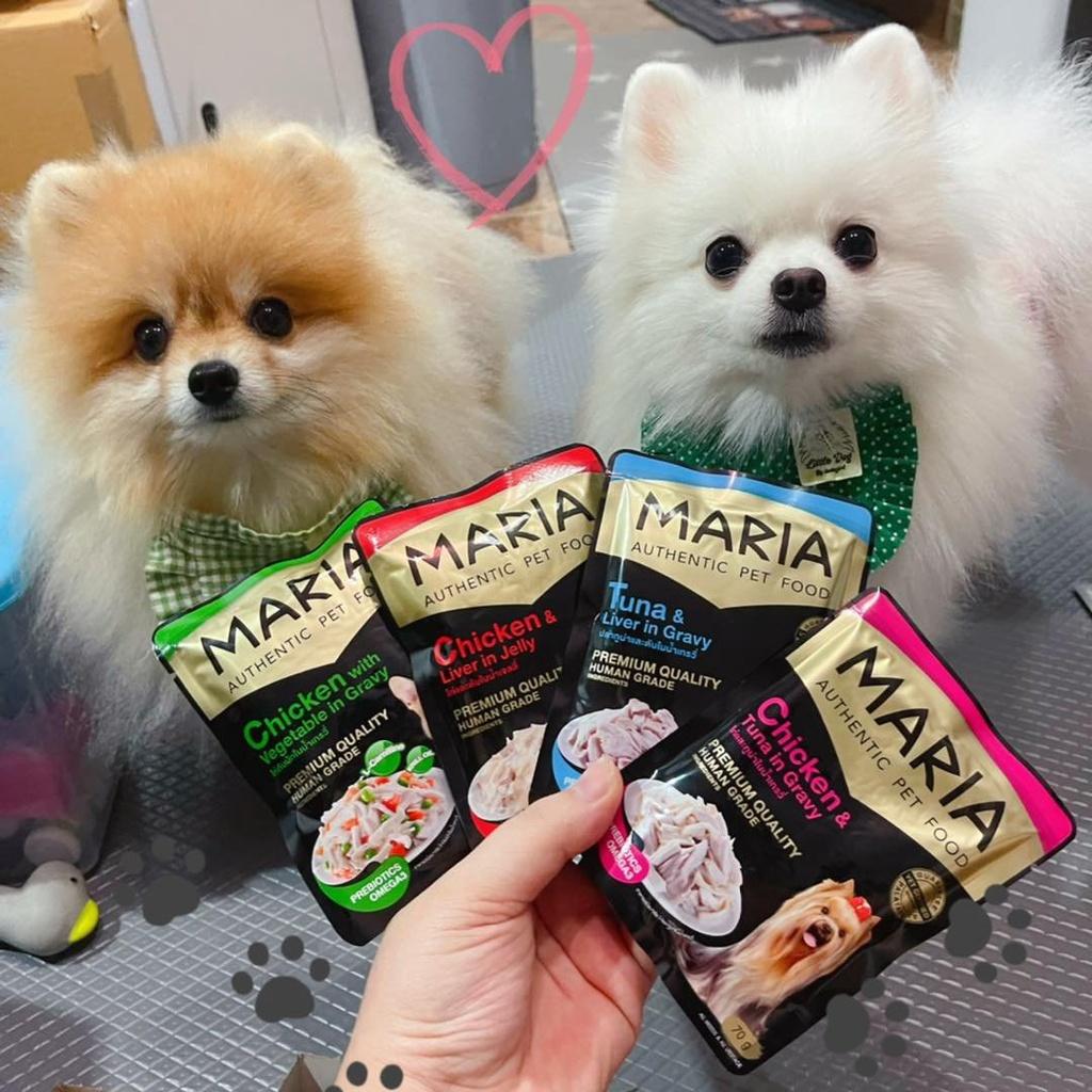 pate cho chó con|poodle Combo 4 gói 70g MARIA AUTHENTIC PET FOOD  - thức ăn cho chó vị thịt bò, thịt gà, cá hồi, cá ngừ