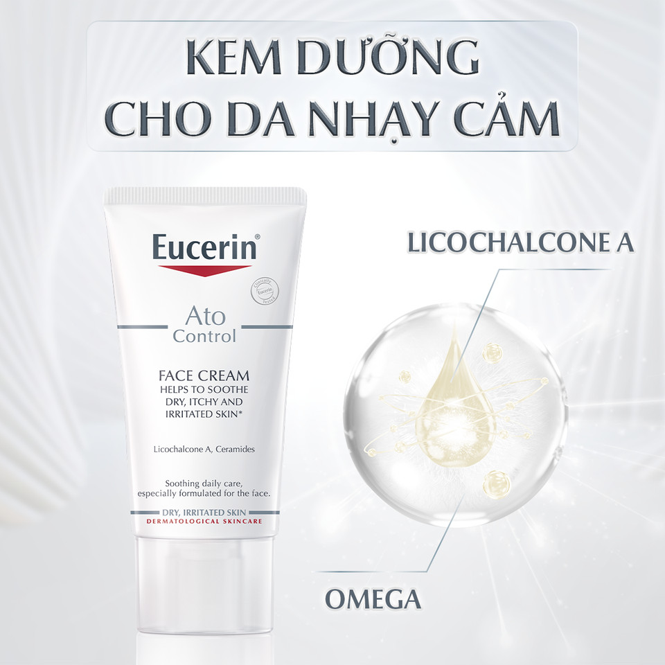 Kem dưỡng ẩm chuyên sâu, tái tạo da nhạy cảm Eucerin AtoControl Face Cream 50ml