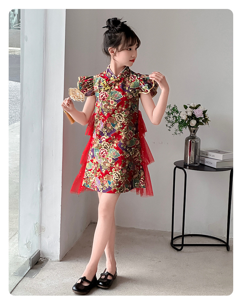 Đầm váy công chúa cổ trang hanfu sườn xám cho bé gái diện lễ tết năm mới đẹp size 100-160 hàng Quảng Châu
