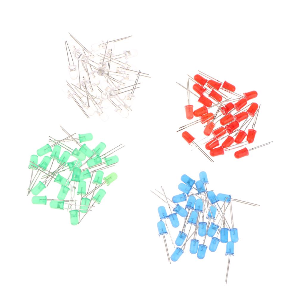100 Viên 5 Mm Đỏ Trắng Xanh Xanh Diode Đèn LED Phát Sáng Bóng Đèn Đèn Dạ Quang