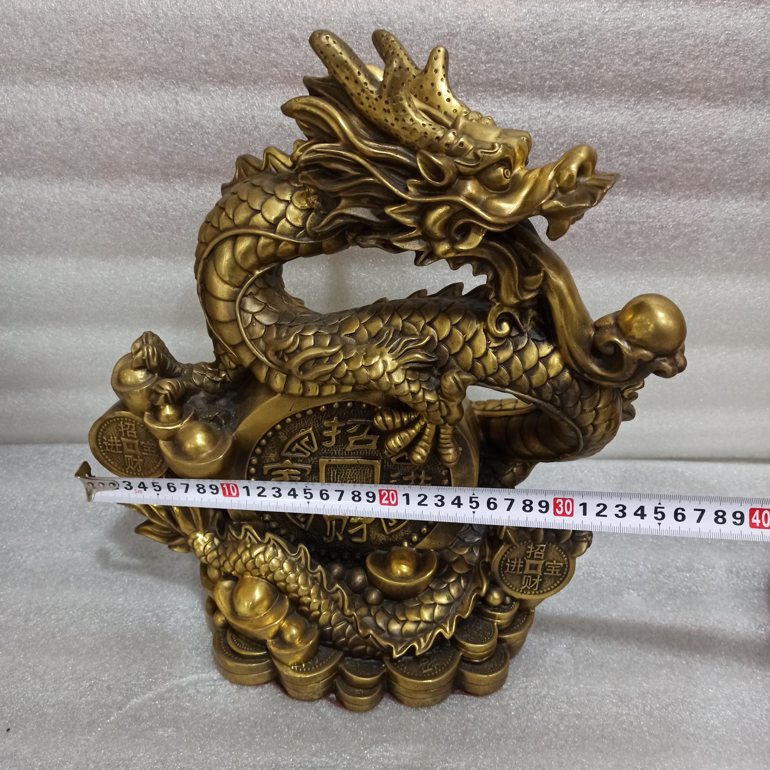 Tượng rồng cỡ đại bằng đồng vàng màu mộc, Tượng Rồng Cỡ Lớn Bằng Đồng, Kim Long Tài Lộc, Linh Vật Phong Thủy