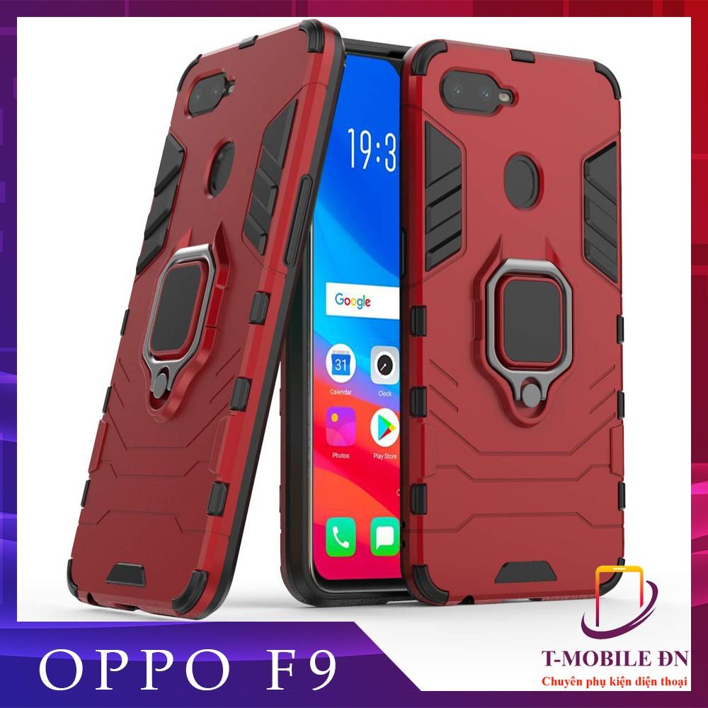 Ốp lưng cho Oppo F9 iron man chống sốc kèm nhẫn xoay chống xem video bảo vệ camera